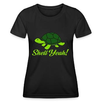 Shell Yeah Sea Turtle Marine Animal Tortoise - Frauen Funktions-T-Shirt - Schwarz - Vorne - AI Model Female 172 light (172cm)