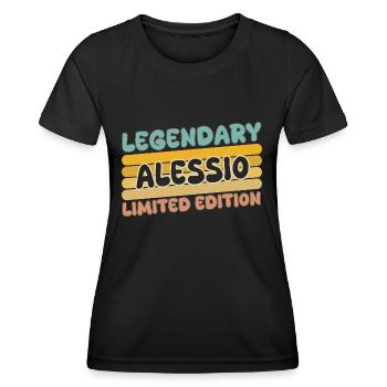 Name Alessio - Frauen Funktions-T-Shirt - Schwarz - Vorne - AI Model Female 172 light (172cm)