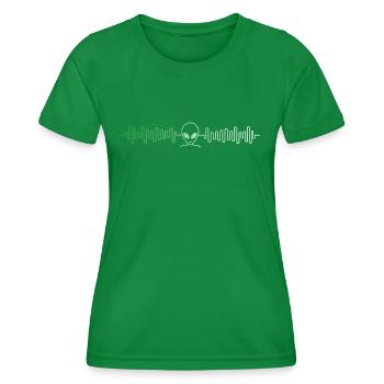 Alien science fiction nerd espace battement de coeur - T-shirt sport Femme - vert - Devant - AI Model Female 172 dark (172cm)