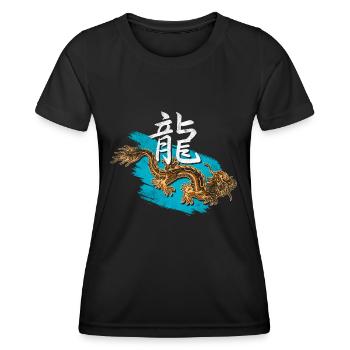 Dragon avec des caractères chinois - T-shirt sport Femme - noir - Devant - AI Model Female 172 light (172cm)