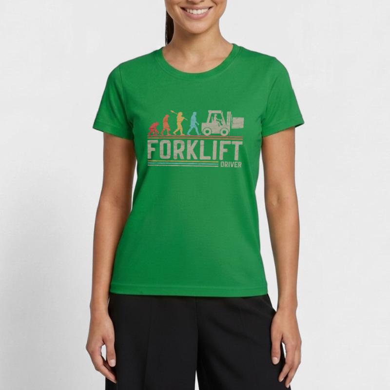 Forklift Driver Evolution Funny ForkLift Operator Women's Functional T-Shirt
