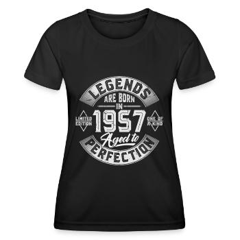 Né en 1957 Legends Cadeau d’anniversaire - T-shirt sport Femme - noir - Devant - AI Model Female 172 light (172cm)