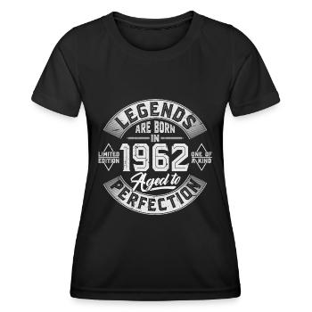 Né en 1962 Legends Cadeau d’anniversaire - T-shirt sport Femme - noir - Devant - AI Model Female 172 light (172cm)