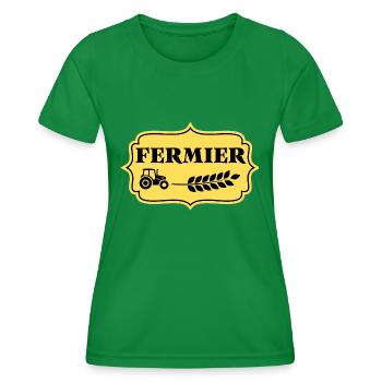 FERMIER - Etiquette Vintage - T-shirt sport Femme - vert - Devant - AI Model Female 172 dark (172cm)