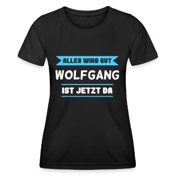 Wolfgang Name Design für stolze Wolfgangs - Frauen Funktions-T-Shirt - Schwarz - Vorne - AI Model Female 172 light (172cm)