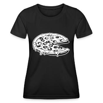 Pizza Restauration rapide Pizzeria - T-shirt sport Femme - noir - Devant - AI Model Female 172 light (172cm)