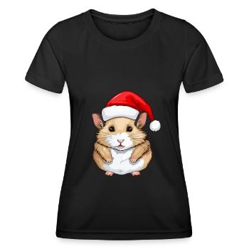 Hamster Christmas Animal Head - Women's Functional T-Shirt - black - Front - AI Model Female 172 light (172cm)