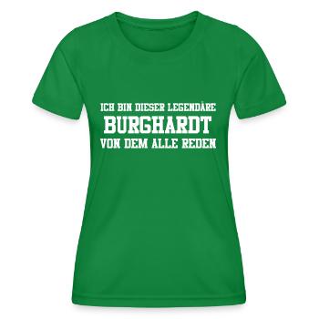Burghardt Name Design - Frauen Funktions-T-Shirt - Kelly Green - Vorne - AI Model Female 172 dark (172cm)