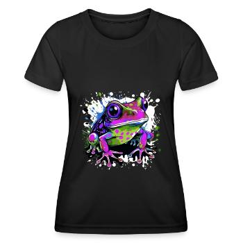 Frosch Bunt - Frauen Funktions-T-Shirt - Schwarz - Vorne - AI Model Female 172 light (172cm)