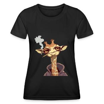 Giraffe Smoker Smoke Joint - Women's Functional T-Shirt - black - Front - AI Model Female 172 light (172cm)