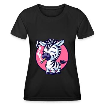 Zebra Smoker Smoke Joint - T-shirt sport Femme - noir - Devant - AI Model Female 172 light (172cm)