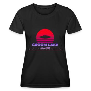 Zone 51 Groom Lake 1947 rétro OVNI coucher de soleil - T-shirt sport Femme - noir - Devant - AI Model Female 172 light (172cm)
