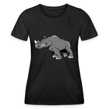 Rhino aggressively attacking - Women's Functional T-Shirt - black - Front - AI Model Female 172 light (172cm)