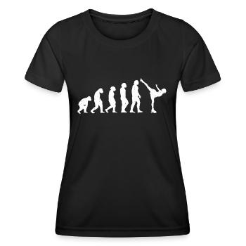 Eislauf Evolution Schlittschuh Entwicklung Winter - Frauen Funktions-T-Shirt - Schwarz - Vorne - AI Model Female 172 light (172cm)