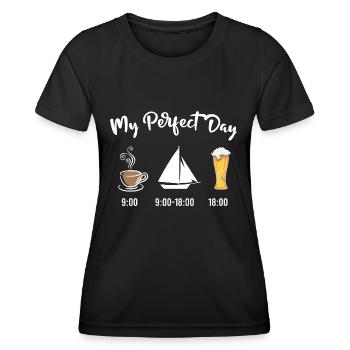Ma journée parfaite Café et bière Voilier - T-shirt sport Femme - noir - Devant - AI Model Female 172 light (172cm)