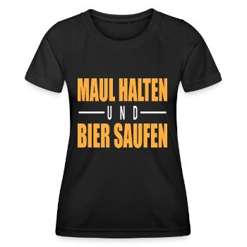 Maul halten und Bier saufen - Frauen Funktions-T-Shirt - Schwarz - Vorne - AI Model Female 172 light (172cm)