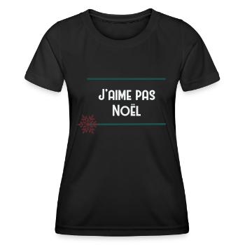 J’aime pas Noël - T-shirt sport Femme - noir - Devant - AI Model Female 172 light (172cm)