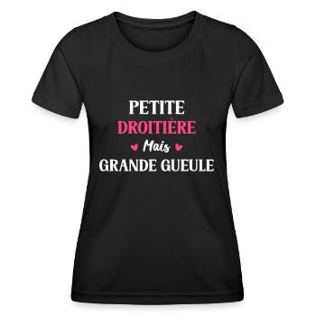Grande gueule Petite droitière - T-shirt sport Femme - noir - Devant - AI Model Female 172 light (172cm)