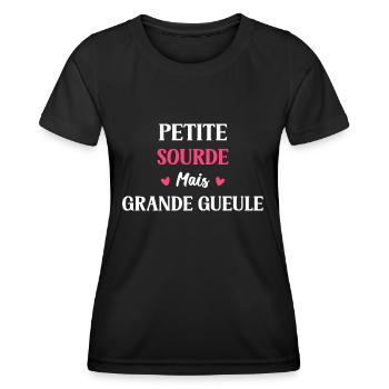 Grande gueule Petite sourde - T-shirt sport Femme - noir - Devant - AI Model Female 172 light (172cm)