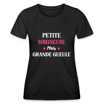 Grande gueule petite Soigneuse - T-shirt sport Femme - noir - Devant - AI Model Female 172 light (172cm)