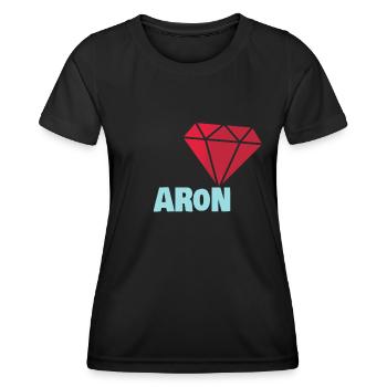 Cadeau pour Aron - T-shirt sport Femme - noir - Devant - AI Model Female 172 light (172cm)