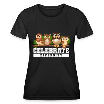 Amateurs de hiboux Oiseaux de proie nocturnes Célébrer D - T-shirt sport Femme - noir - Devant - AI Model Female 172 light (172cm)