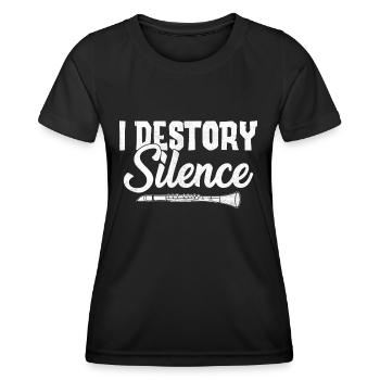 Oboe I Destroy Silence Oboe Basoonist Marching Ban - Women's Functional T-Shirt - black - Front - AI Model Female 172 light (172cm)