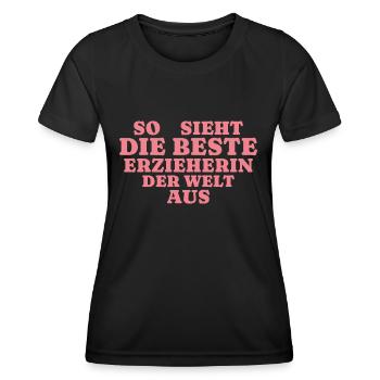 Kindergärtnerin Herz Beste Erzieherin Geschenk - Frauen Funktions-T-Shirt - Schwarz - Vorne - AI Model Female 172 light (172cm)