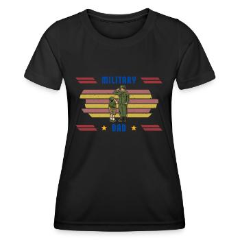 Papa Papa Fête des pères Soldat militaire - T-shirt sport Femme - noir - Devant - AI Model Female 172 light (172cm)