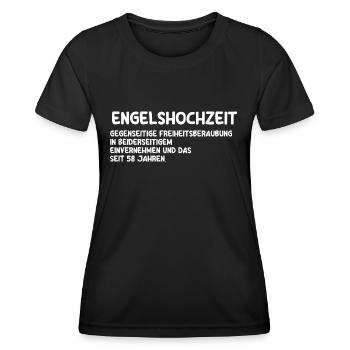 Mariage Ange Mariage 58 ans Marié Mariage - T-shirt sport Femme - noir - Devant - AI Model Female 172 light (172cm)