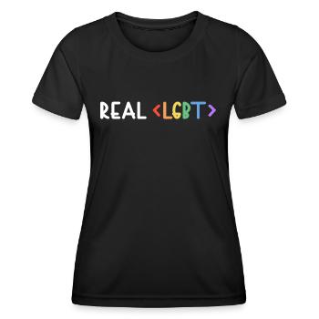 lgbt real lgbt+ human pride - Frauen Funktions-T-Shirt - Schwarz - Vorne - AI Model Female 172 light (172cm)