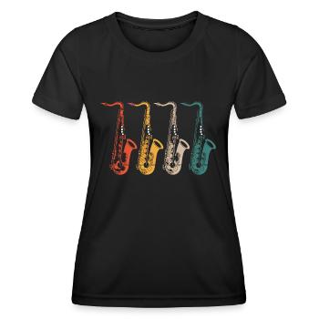 Saxophon Saxophon Saxophon - Frauen Funktions-T-Shirt - Schwarz - Vorne - AI Model Female 172 light (172cm)