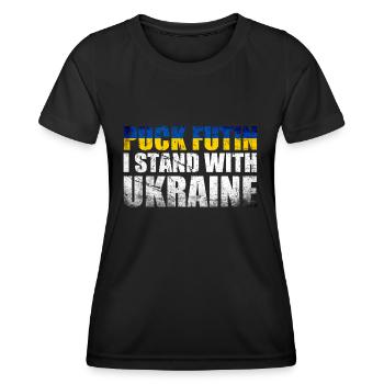 Puck Futin ich stehe mit ukraine - Frauen Funktions-T-Shirt - Schwarz - Vorne - AI Model Female 172 light (172cm)