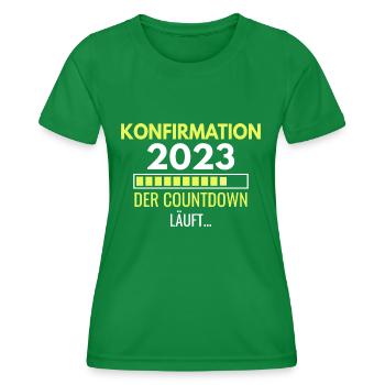 Konfirmation 2023 der Countdown läuft - Frauen Funktions-T-Shirt - Kelly Green - Vorne - AI Model Female 172 dark (172cm)