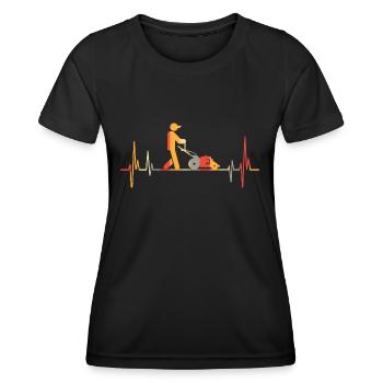 Retro Herzschlag Rasenmäher Gras Gärtner - Frauen Funktions-T-Shirt - Schwarz - Vorne - AI Model Female 172 light (172cm)