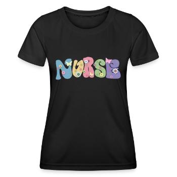 Cool Flower Nurse Gift For Nursing Future Nurse - Women's Functional T-Shirt - black - Front - AI Model Female 172 light (172cm)