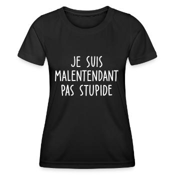je suis malentendant pas stupide - T-shirt sport Femme - noir - Devant - AI Model Female 172 light (172cm)