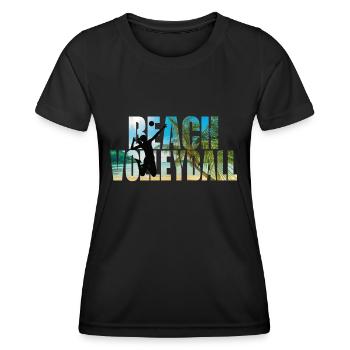 Beachvolleyball - Frauen Funktions-T-Shirt - Schwarz - Vorne - AI Model Female 172 light (172cm)