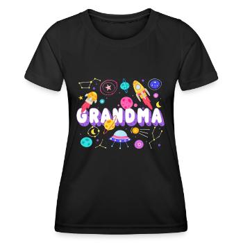 Grandma Outer Space Birthday Party Family Boys - Women's Functional T-Shirt - black - Front - AI Model Female 172 light (172cm)