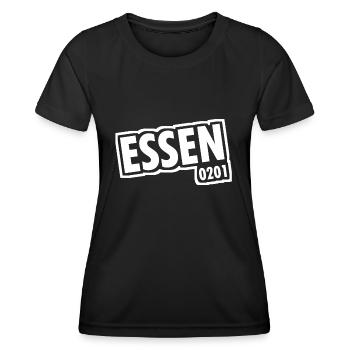 Essen - 0201 - Indicatif régional - Slogan - T-shirt sport Femme - noir - Devant - AI Model Female 172 light (172cm)