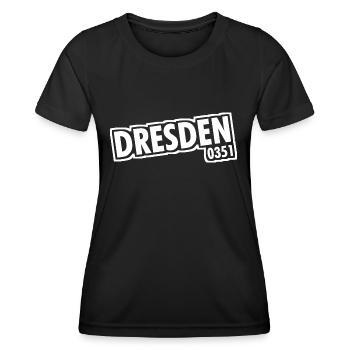 Dresde - 0351 - Indicatif régional - Saxe - T-shirt sport Femme - noir - Devant - AI Model Female 172 light (172cm)