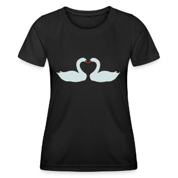 Schwäne Herz - Frauen Funktions-T-Shirt - Schwarz - Vorne - AI Model Female 172 light (172cm)