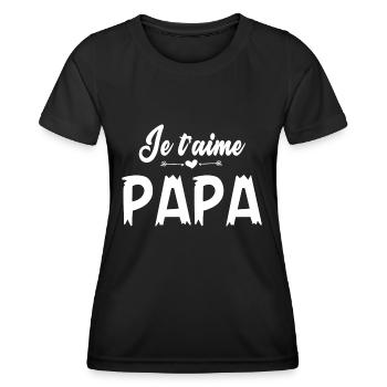 Cadeau je je t aime papa - T-shirt sport Femme - noir - Devant - AI Model Female 172 light (172cm)
