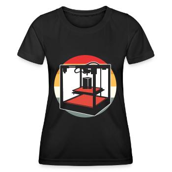 Retro 3D Printer - Women's Functional T-Shirt - black - Front - AI Model Female 172 light (172cm)