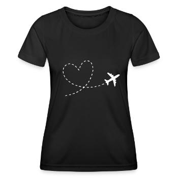 Pilote avion coeur amour - T-shirt sport Femme - noir - Devant - AI Model Female 172 light (172cm)