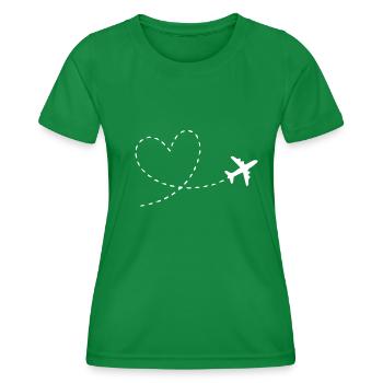 Pilot airplane heart love - Women's Functional T-Shirt - kelly green - Front - AI Model Female 172 dark (172cm)