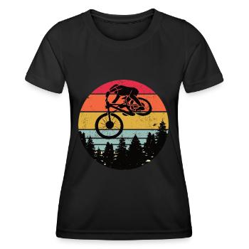 Rétro Downhill Mountainbiker Motif vintage - T-shirt sport Femme - noir - Devant - AI Model Female 172 light (172cm)