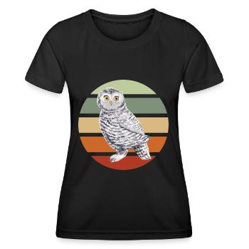 Owl Owl Animal Woody Owl Owl Barn Owls - Women's Functional T-Shirt - black - Front - AI Model Female 172 light (172cm)