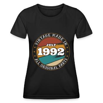 Juillet 1992 - Cadeau d’anniversaire du 30 juillet. Génial. - T-shirt sport Femme - noir - Devant - AI Model Female 172 light (172cm)