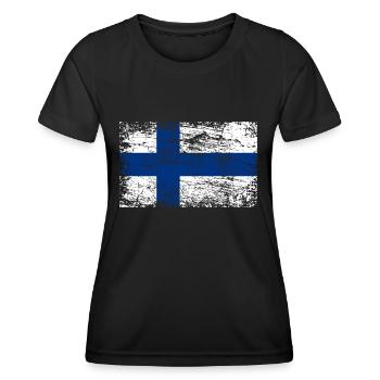 Drapeau de la Finlande - T-shirt sport Femme - noir - Devant - AI Model Female 172 light (172cm)